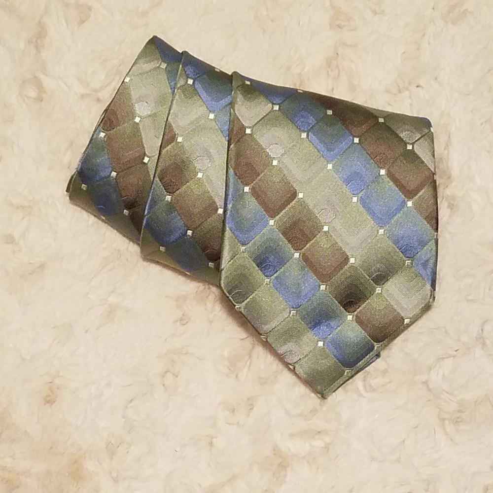 Van Heusen 100% Silk Geometric Multicolor Tie